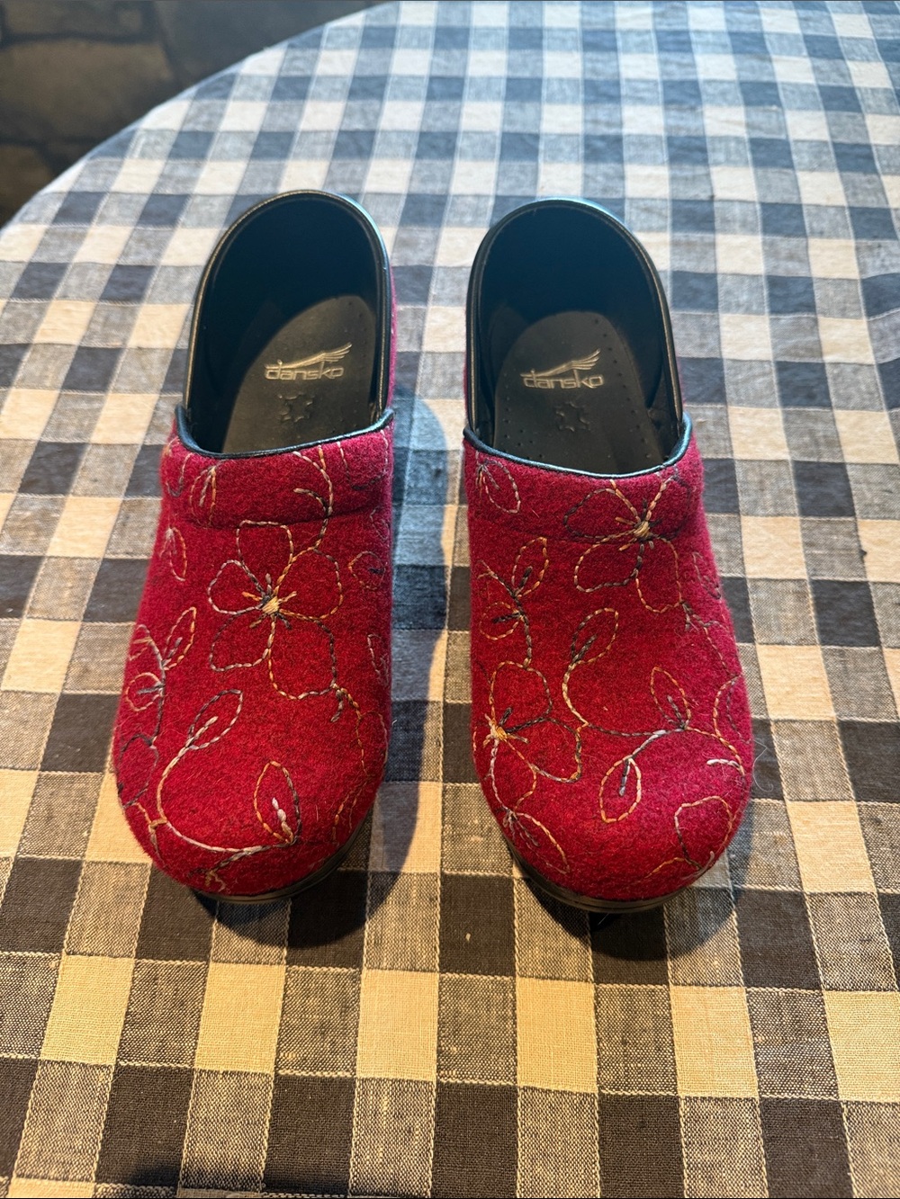 Dansko Women's Red  Floral Embroidered Clogs size 39